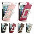 Alligator Pattern O-shaped Diamond Up and Down Flip Leather Case for iPhone 5 1