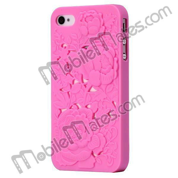 Beautiful Hollow Out Embossed Flowers Hard Cover Case for iPhone4 iPhone4S 2