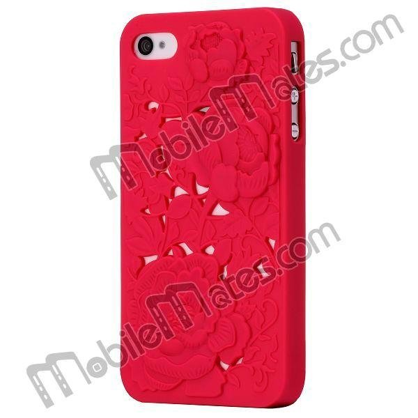 Beautiful Hollow Out Embossed Flowers Hard Cover Case for iPhone4 iPhone4S 3