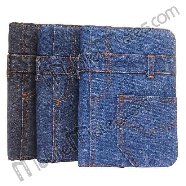Demin Jeans Fabric Design Wallet Style Flip Stand Leather Case Cover for Samsung