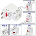 High Quality 4 In 1 UK EU US AU Universal Travel Power Plug Adapter With One USB 1