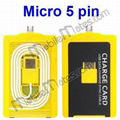 3mm Thickness Charge Card with Micro 5 Pin USB Adapter for Samsung HTC Sony 1