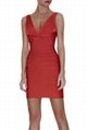 Red V-neck celebrity dress for party 1