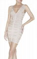 ladies round neck party dress with beads 5