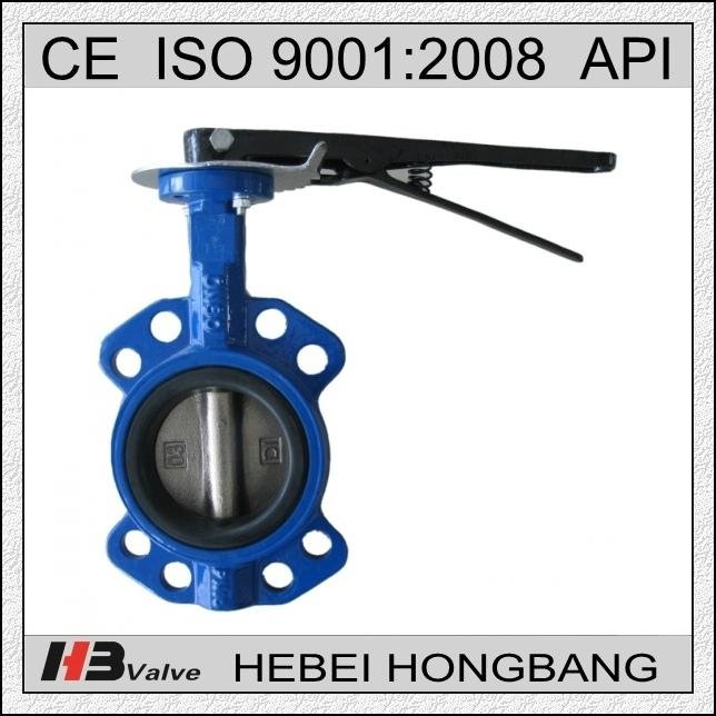 Handle level wafer type soft seal butterfly valve