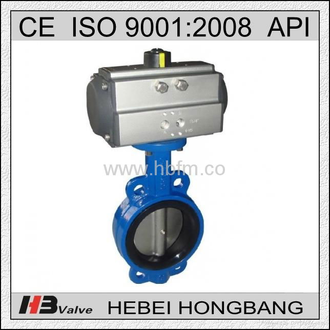 Penumatic operated soft seal butterfly valve