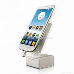 Mobile phone anti-theft display stand with sensor head and charge cable