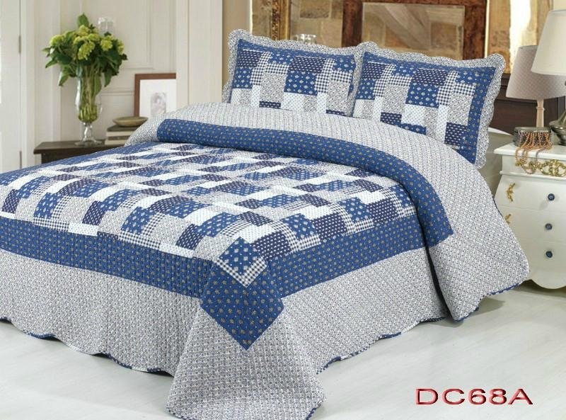100% Cotton Patchwork Quilt 3PCS & 4 PCS Bed Setting 3