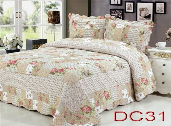 100% Cotton Patchwork Quilt 3PCS & 4 PCS Bed Setting 5
