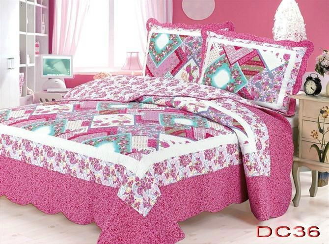 Patchwork 100%Cotton Quilt Bed Setting 3PCS & 4PCS 4