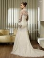 Brilliant Satin Lace Spaghetti Straps Mermaid Wedding Gown With Appliques 2
