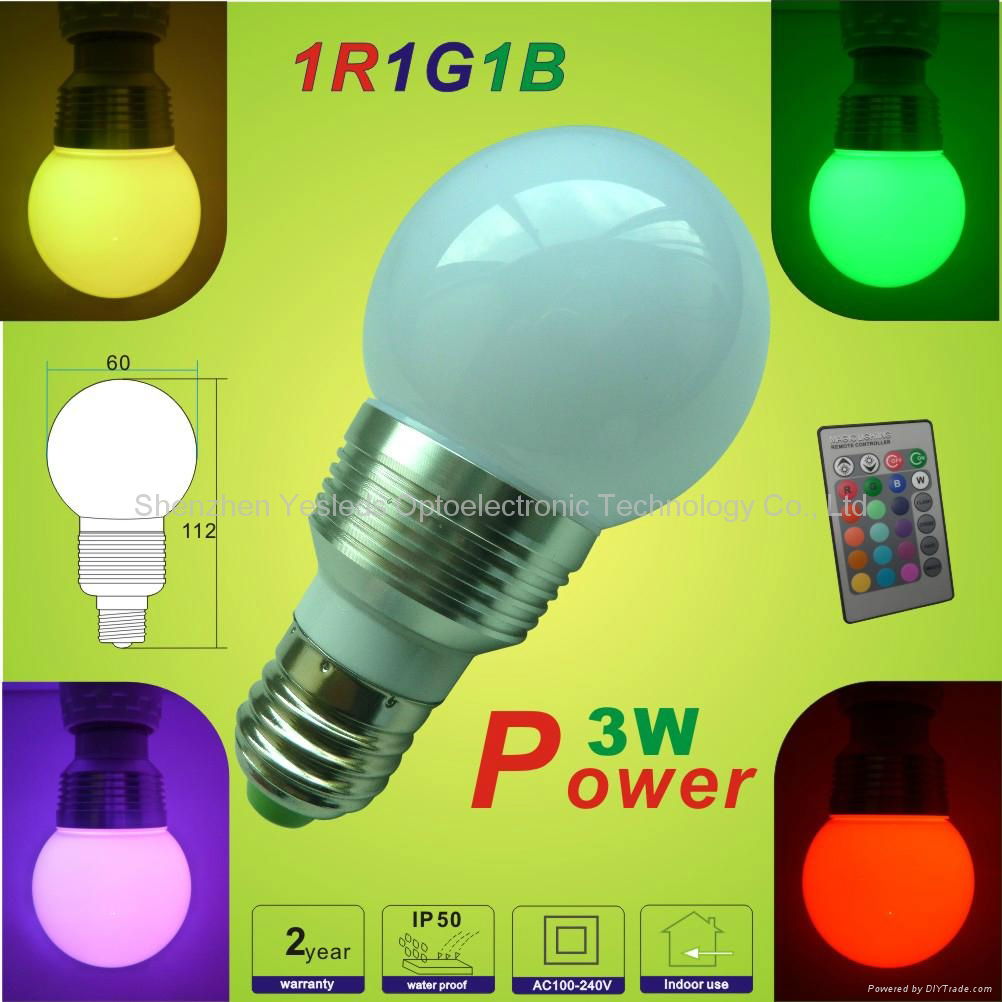 3W 6W E27 LED RGB dimming bulb light 2