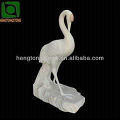 White Marble Crane Animal Sculpture