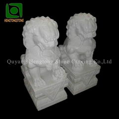 White Marble Fu-Dog Lion Sculptuer