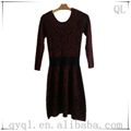 Wholesale wine red dresses women sweater semi fitted 2013 3