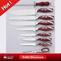 Graceful ergonomics red handle kitchen knife set 1