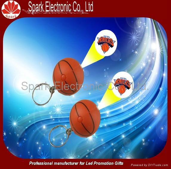 led light basketball shape projection  keychain