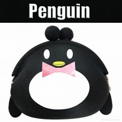 2013 New Hot Black and White Penguin Silicone Coin Purse