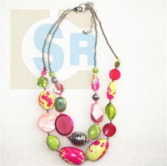  Fashion Jewelry Necklace/Two Circles Bright multi-colour necklace