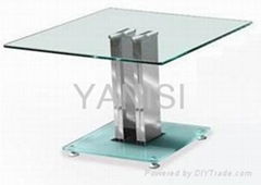 stainless steel and tempered glass coffee table