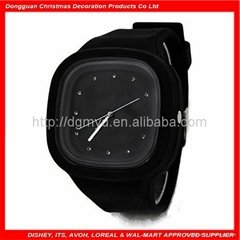 popular black silicone jelly watch with rhinestone