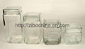 Clear square glass canister set with transparent lids 1