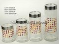 Clear square glass canister set with transparent lids 4
