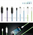 EL visible flowing current cable for apple iphone micro usb