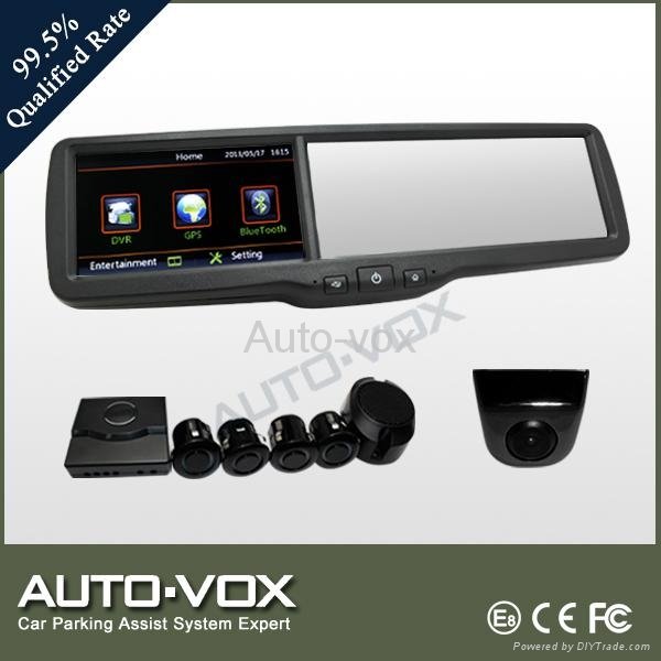 4.3 inch Car Rearview Monitor Mirror with GPS DVR BT Multimedia FM Camera