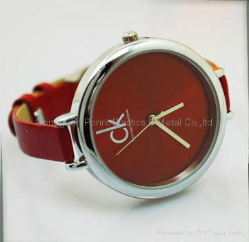 low price fashion leather strap quartzy hollow CK ladies watch for promotion 2