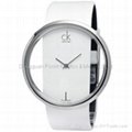 low price fashion leather strap quartzy hollow CK ladies watch for promotion 3
