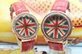 ODM Colorful PU leather wristband crystal quartz flag watch USA CPSIA Standards