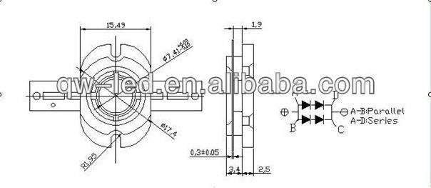 3w green 520-530nm high power led diode  2