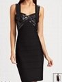 HL024 2013 fashion black beaded  girls evening dress 2