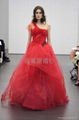 Irregular red one shoulder lace trailing dress custom wedding dress factory 1