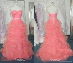 Wholesale evening wear strapless fold watermelon 