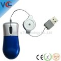800dpi cute wired 3d usb optical mini mouse with retractable cable 1