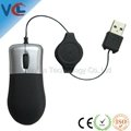800dpi cute wired 3d usb optical mini mouse with retractable cable 3