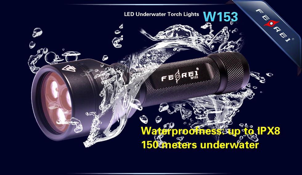 Ferei 3 LEDs ( red and white) LED dive flashlight W153  3