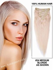 silky straight clip in human hair extensions