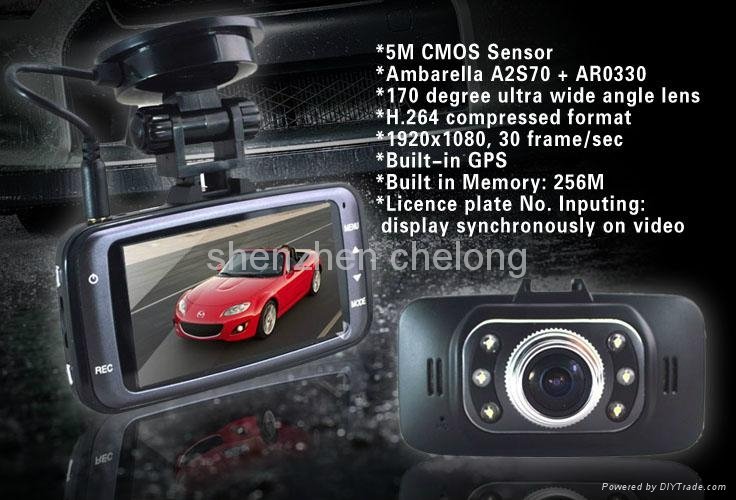 hd car dvr 2.7inch 1080p 170deg 5M CMOS sensor GPS G-sensor 5