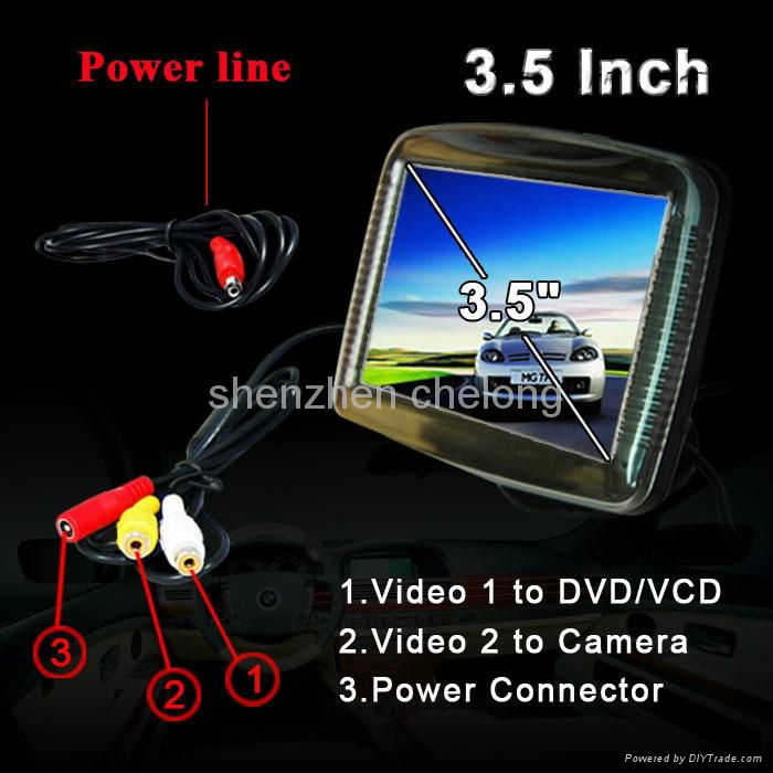 car tv 3.5 inch rear view car monitor with 2 ways video input  4