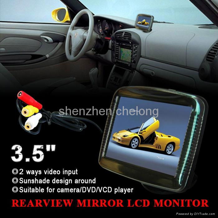 car tv 3.5 inch rear view car monitor with 2 ways video input  5