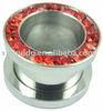 Surgical Stainless Steel Flesh Tunnel Plugs With Multi Crystal Studded Rim