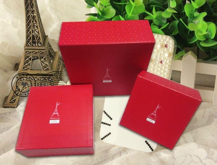 Eiffel Tower red printed paper gift boxes for candy cosmetic and wedding 2