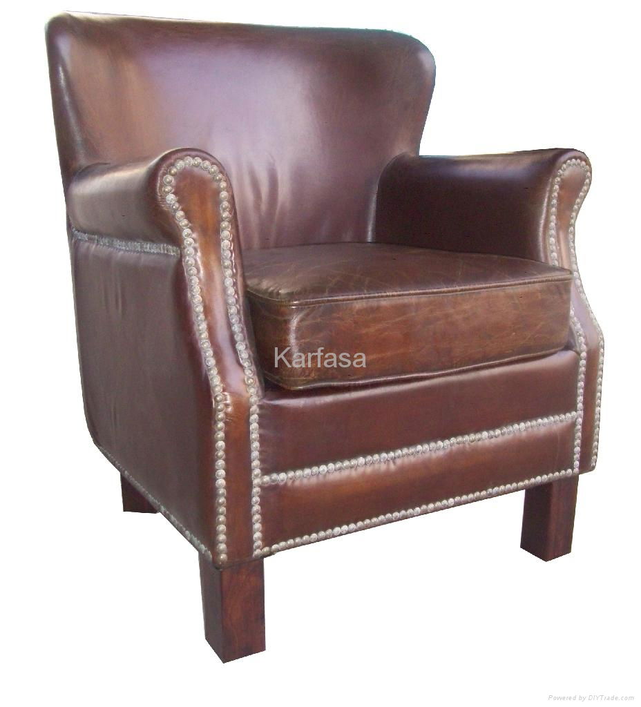 armchair in vintage leather and Fur 3