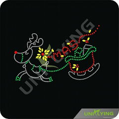 Christmas reindeer iron on hotfix rhinestone designs