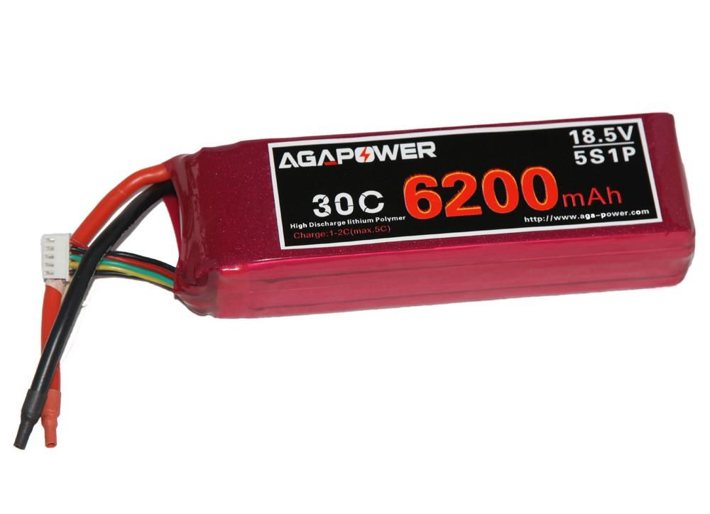 AGA RC lipo battery 6200mah 30c 18.5V for helicopter