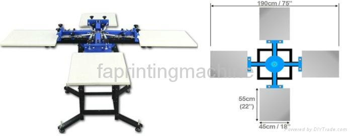 Manual Rotating Screen Printer -4 Colors 4 stations with double wheel FA-404 3