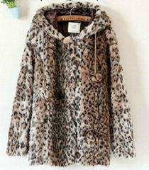 Ladies eco-friendly leopard printed faux fur cost